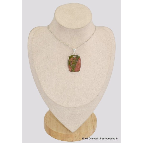 Grand Pendentif Unakite rectangulaire Bijoux en Unakite BK19.3