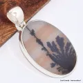 Pendentif Agate dendritique feuillage noir - Bijoux en Agate