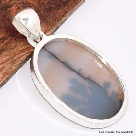 Pendentif Agate dendritique feuillage noir - Bijoux en Agate