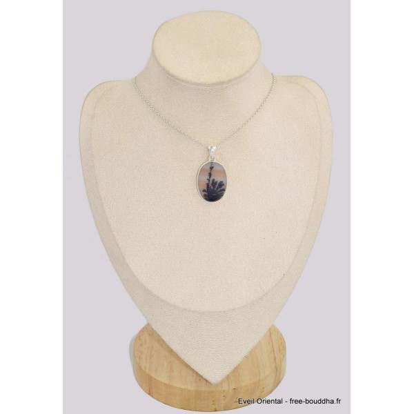 Pendentif Agate dendritique feuillage noir Bijoux en Agate Scenic BK20.4
