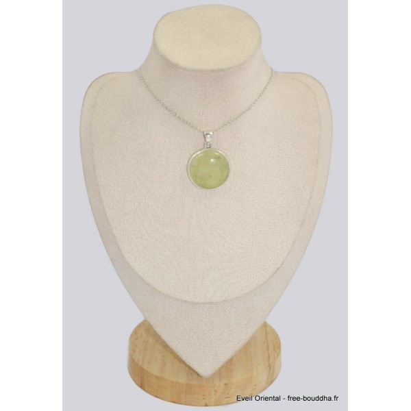 Pendentif rond en Préhnite Cabochon Bijoux en Préhnite BK21.1