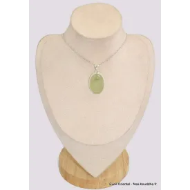 Pendentif oval en Préhnite Cabochon - Pendentifs pierres naturelles