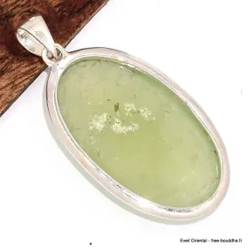 Grand Pendentif oval en Préhnite Cabochon - Bijoux en Préhnite