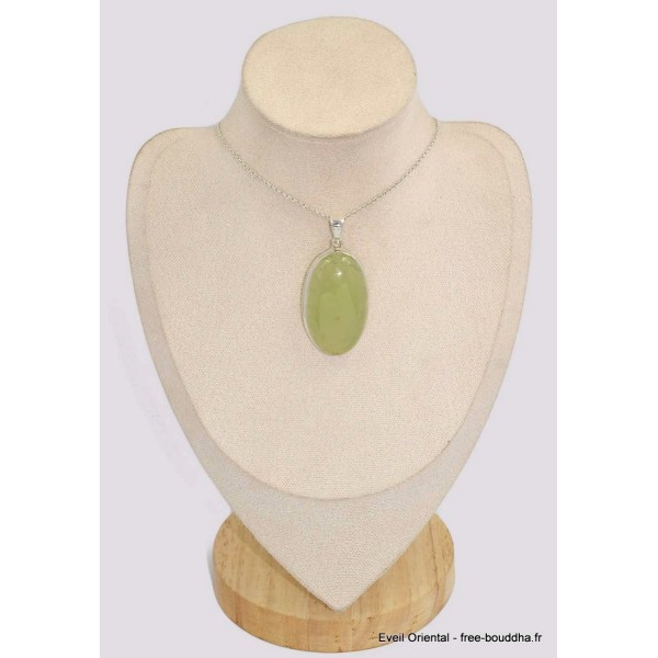 Grand Pendentif oval en Préhnite Cabochon Bijoux en Préhnite BK21.3