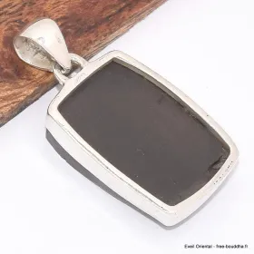 Pendentif argent Shungite Elite rectangulaire - Pendentifs pierres naturelles