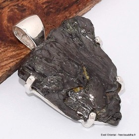 Pendentif Shungite argentée forme libre Pendentifs pierres naturelles BK22.8