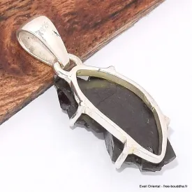 Pendentif Shungite argentée noble forme libre - Pendentifs pierres naturelles