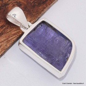 Pendentif en Tanzanite brute serti clos forme libre 