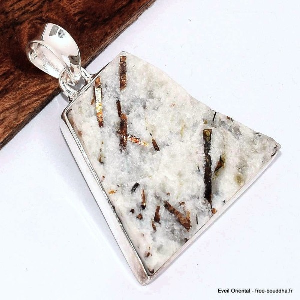 Gros Pendentif bijou Astrophyllite forme ovale 