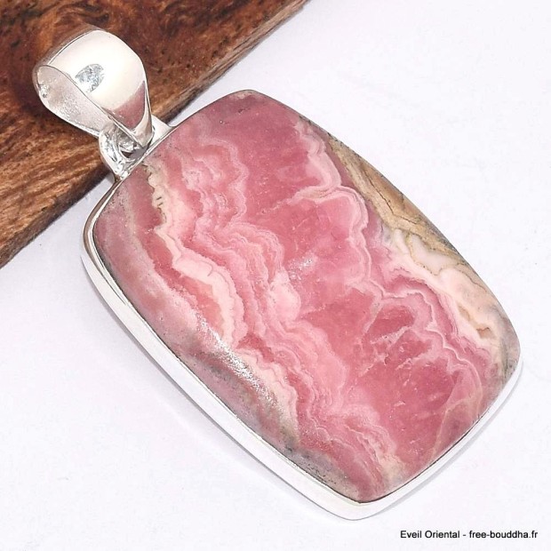 Gros pendentif rectangulaire en Rhodochrosite grade AAA Pendentifs pierres naturelles BK25.1