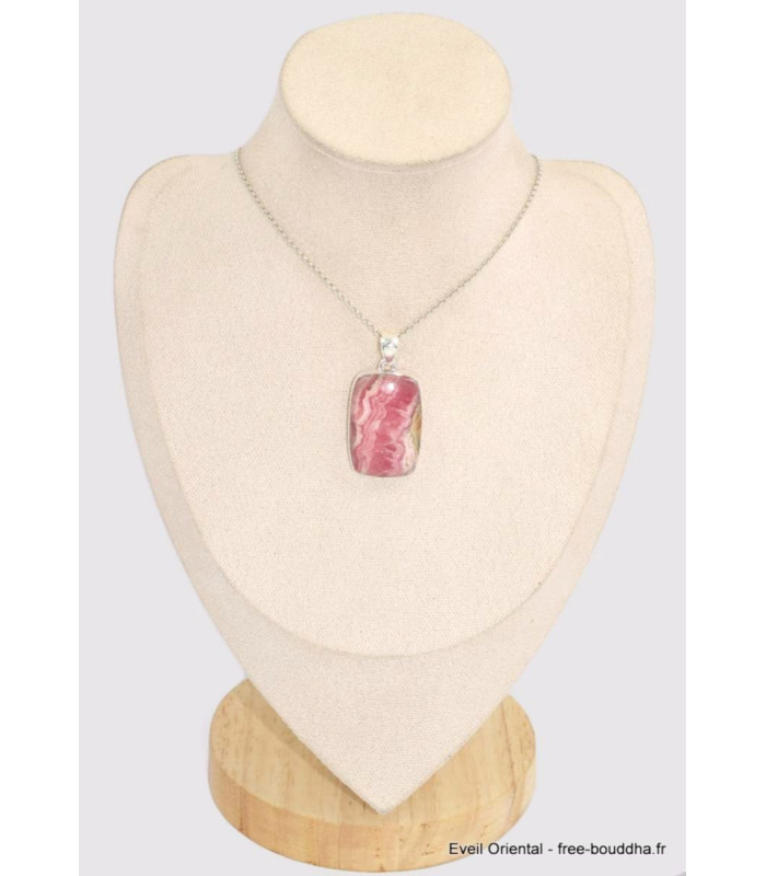 Gros pendentif rectangulaire en Rhodochrosite grade AAA Pendentifs pierres naturelles BK25.1