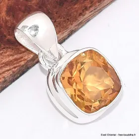 Pendentif en Citrine facettée carré - Pendentifs pierres naturelles