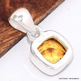 Pendentif en Citrine facettée carré - Pendentifs pierres naturelles