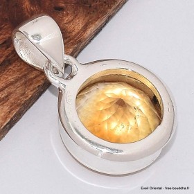 Pendentif rond en Citrine facettée  