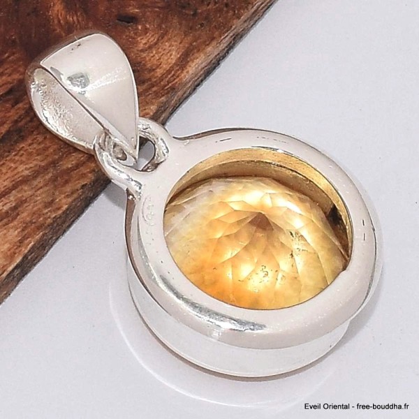 Pendentif rond en Citrine facettée  Bijoux en Citrine BK28.1