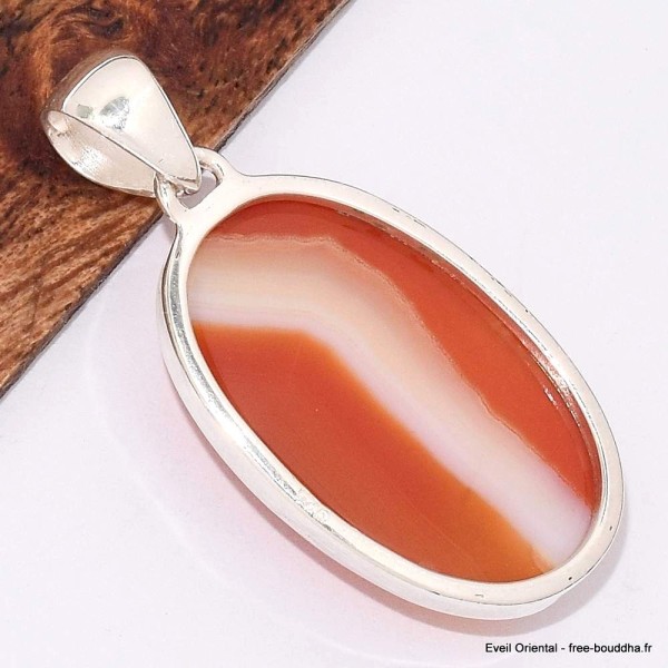Pendentif Agate du Lac Supérieur bande blanche Bijoux en Agate BK29