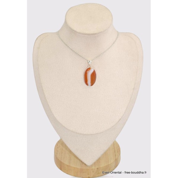 Pendentif Agate du Lac Supérieur bande blanche Bijoux en Agate BK29