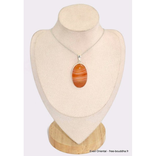 Gros pendentif oval en Agate du Minesotta Bijoux en Agate BK29.2