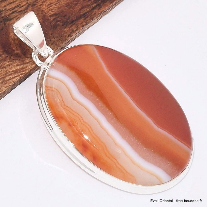 Gros pendentif oval en Agate du Lac Supérieur 