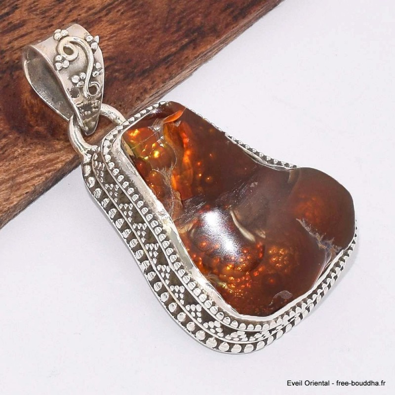 Gros pendentif Agate de Feu style ancien 