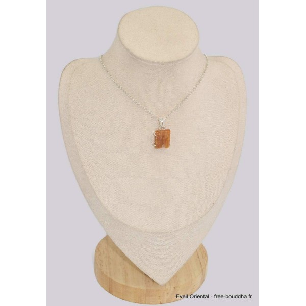 Pendentif Cyanite Orange brute serti griffes Bijoux en Cyanite Orange BK31.2