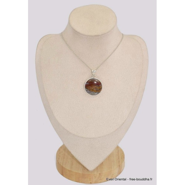Pendentif rond en Agate Laguna Pendentifs pierres naturelles BK32
