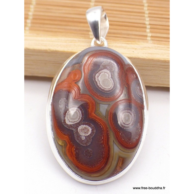 Pendentif rond en Agate Laguna 