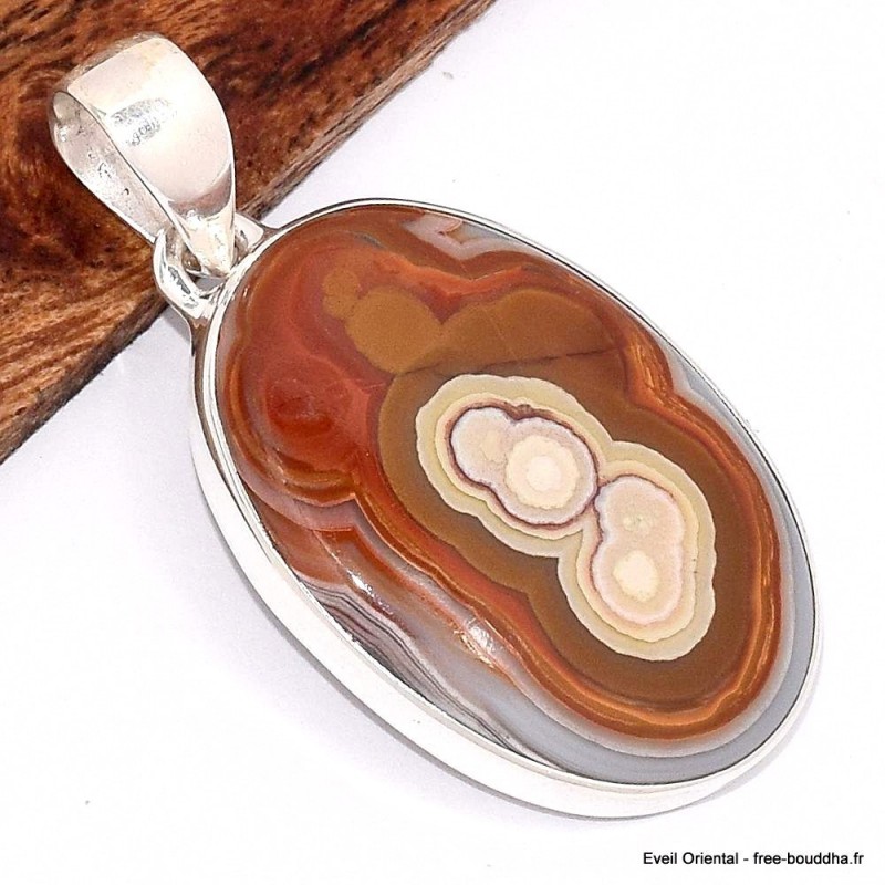 Pendentif rond en Agate Laguna 