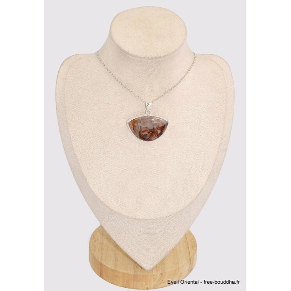 Pendentif Agate Laguna ocre gris Pendentifs pierres naturelles BK32.3