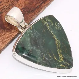 Pendentif en Fuchsite cabochon triangulaire - Bijoux en Fuchsite