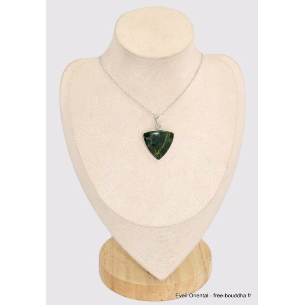 Pendentif en Fuchsite cabochon triangulaire Bijoux en Fuchsite BK34.2