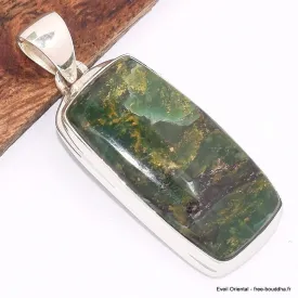 Pendentif en Fuchsite cabochon rectangulaire allongé - Bijoux en Fuchsite