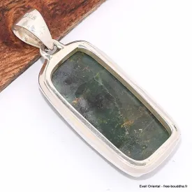 Pendentif en Fuchsite cabochon rectangulaire allongé - Bijoux en Fuchsite