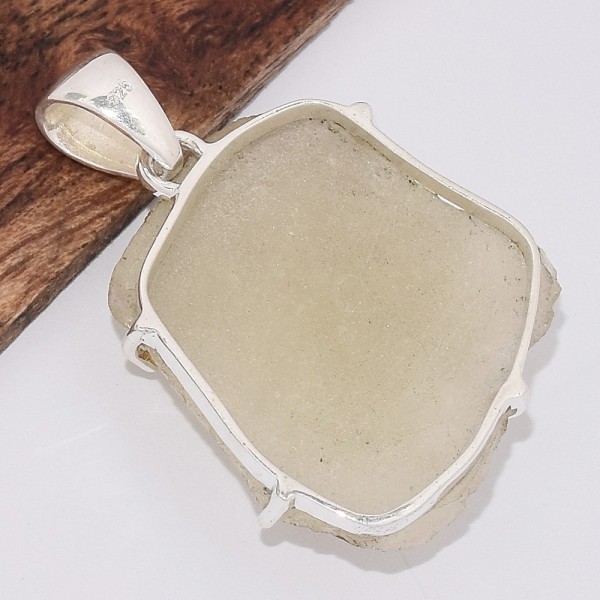 Gros Pendentif véritable Verre Libyque asymétrique Bijoux en Verre de Libye (météorite) BK35.4