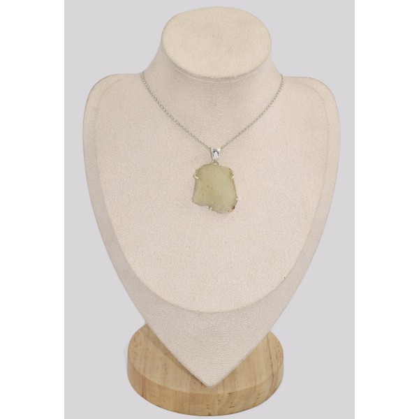 Gros Pendentif véritable Verre Libyque asymétrique Bijoux en Verre de Libye (météorite) BK35.4