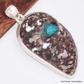 Gros Pendentif Cristal de Cavansite cabochon forme larme Pendentifs pierres naturelles BK37.1