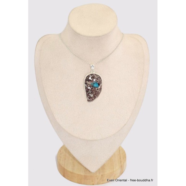 Gros Pendentif Cristal de Cavansite cabochon forme larme Pendentifs pierres naturelles BK37.1