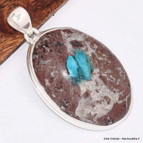 Gros Pendentif Cristal de Cavansite cabochon forme larme 