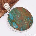 Gros pendentif rond en Chrysocolle du Pérou Pendentifs pierres naturelles BK39