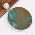 Gros pendentif rond en Chrysocolle du Pérou - Pendentifs pierres naturelles