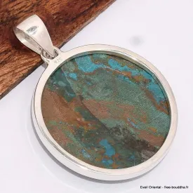 Gros pendentif rond en Chrysocolle du Pérou - Pendentifs pierres naturelles