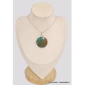Gros pendentif rond en Chrysocolle du Pérou Pendentifs pierres naturelles BK39