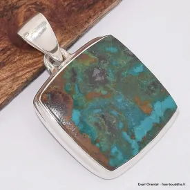 Pendentif carré en Chrysocolle du Pérou - Pendentifs pierres naturelles