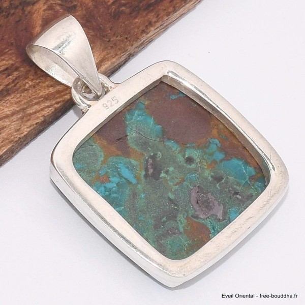 Pendentif carré en Chrysocolle du Pérou Pendentifs pierres naturelles BK39.1
