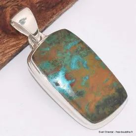 Pendentif Chrysocolle du Pérou bleue ocre - Pendentifs pierres naturelles