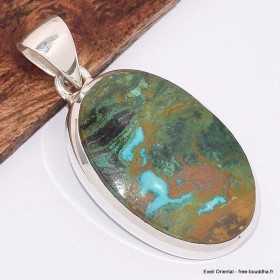 Pendentif oval en Chrysocolle péruvienne Pendentifs pierres naturelles BK39.4