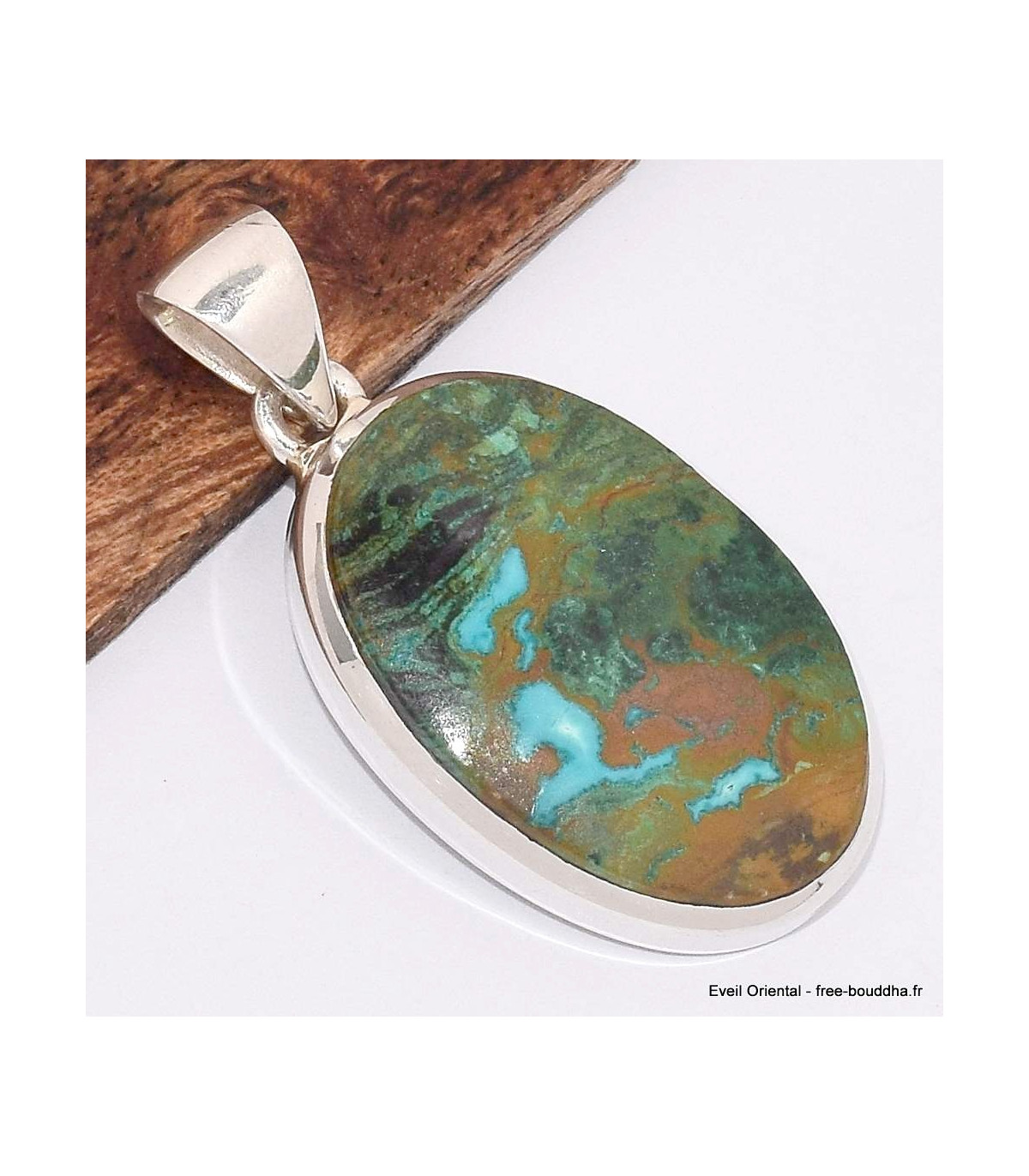 Pendentif Merlinite Pierre Naturelle Qualité AAA - Forme Ovale Multicolore Avec Chaîne Métal, Bijou Unisexe