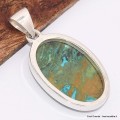 Pendentif oval en Chrysocolle péruvienne Pendentifs pierres naturelles BK39.4