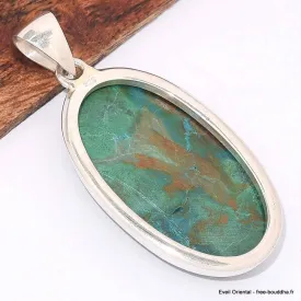 Grand Pendentif oval en Chrysocolle péruvienne - Pendentifs pierres naturelles