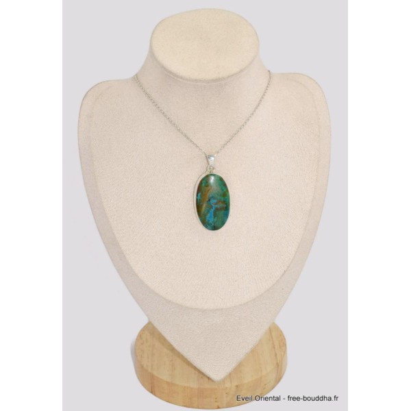 Grand Pendentif oval en Chrysocolle péruvienne Pendentifs pierres naturelles BK39.5